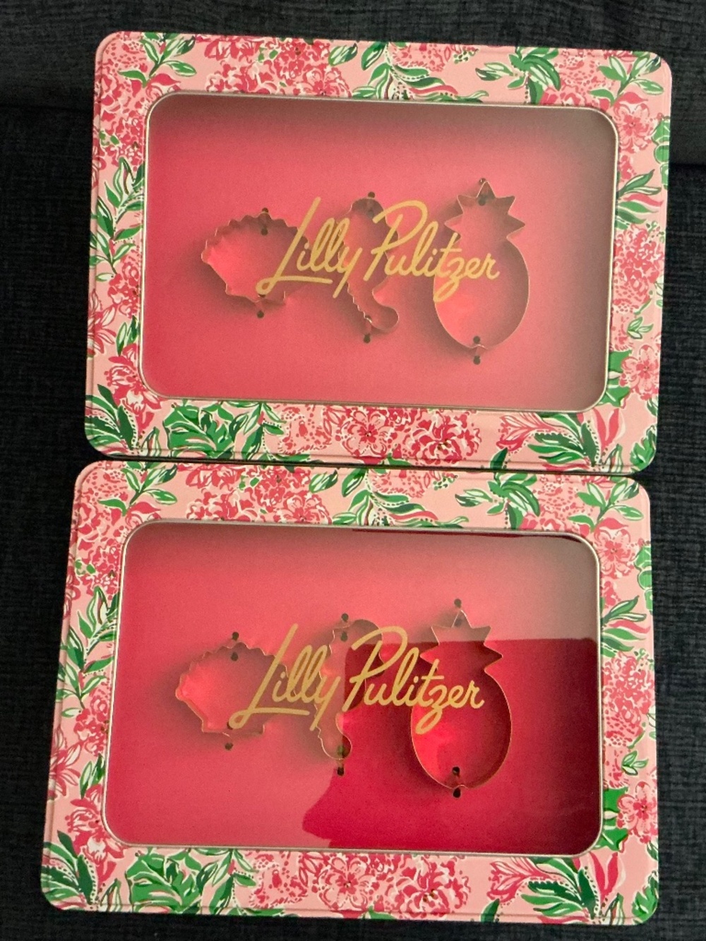 NWT Lilly Pulitzer Cookie Cutters (3) count in Tin Box